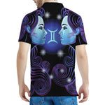 Dark Gemini Zodiac Sign Print Men's Polo Shirt