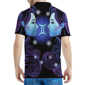 Dark Gemini Zodiac Sign Print Men's Polo Shirt