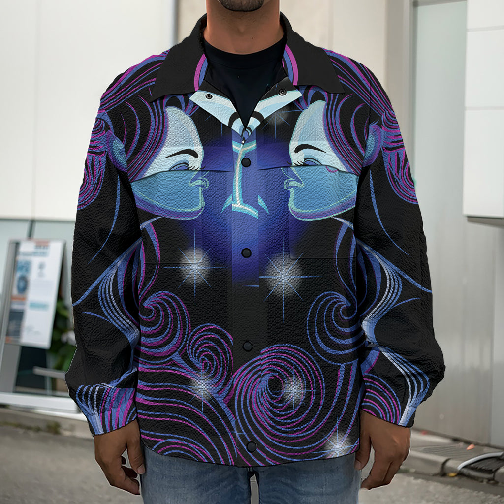 Dark Gemini Zodiac Sign Print Men's Shirt Jacket