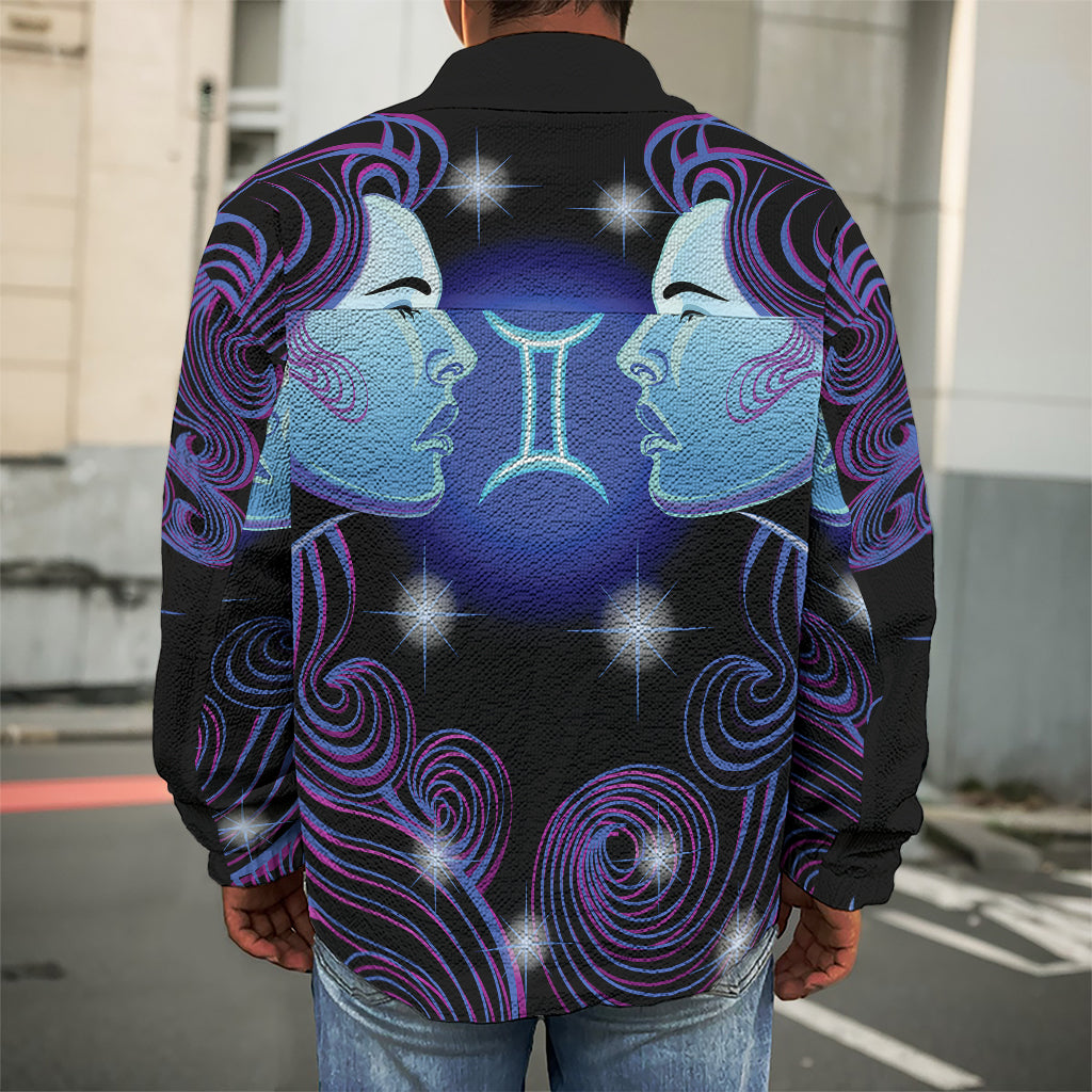 Dark Gemini Zodiac Sign Print Men's Shirt Jacket