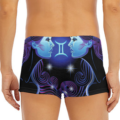 Dark Gemini Zodiac Sign Print Men's Short Boxer Briefs