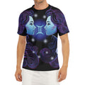 Dark Gemini Zodiac Sign Print Men's Short Sleeve Rash Guard