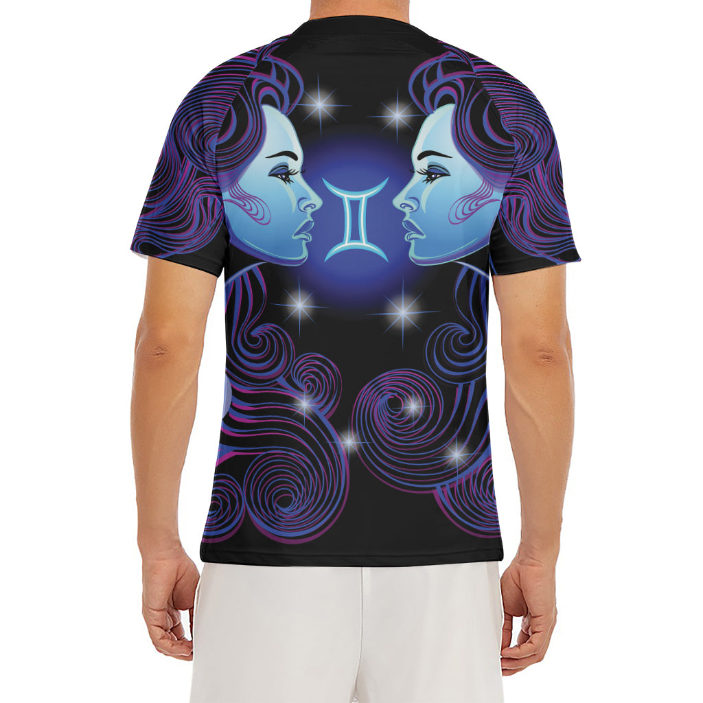 Dark Gemini Zodiac Sign Print Men's Short Sleeve Rash Guard