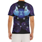 Dark Gemini Zodiac Sign Print Men's Short Sleeve Rash Guard