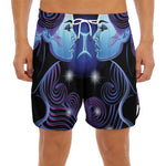 Dark Gemini Zodiac Sign Print Men's Split Running Shorts