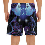Dark Gemini Zodiac Sign Print Men's Split Running Shorts