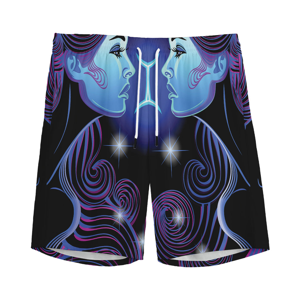 Dark Gemini Zodiac Sign Print Men's Sports Shorts