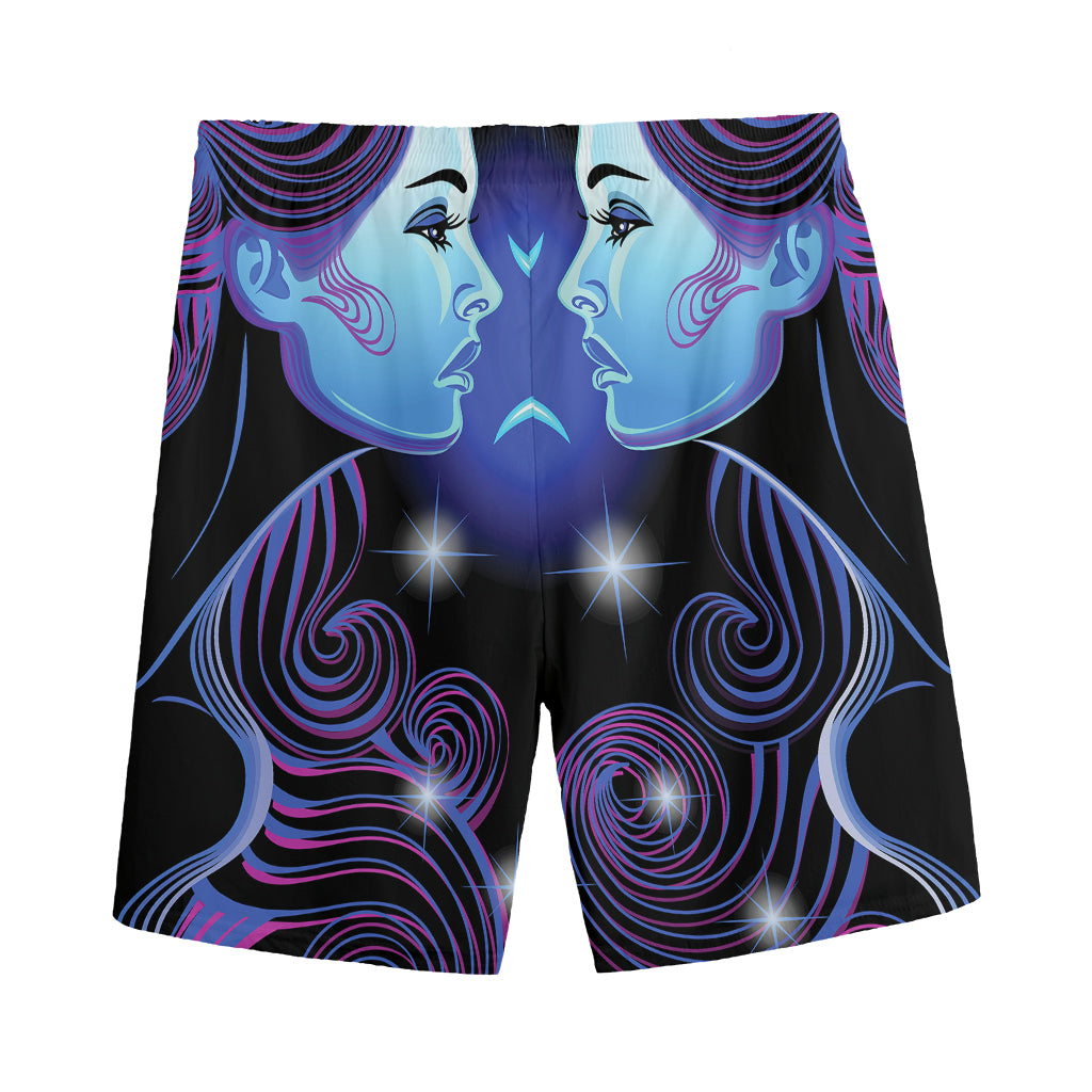 Dark Gemini Zodiac Sign Print Men's Sports Shorts