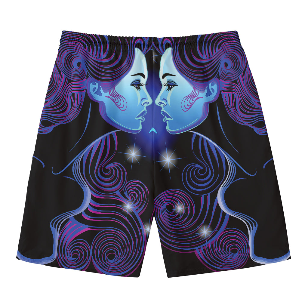 Dark Gemini Zodiac Sign Print Men's Swim Trunks