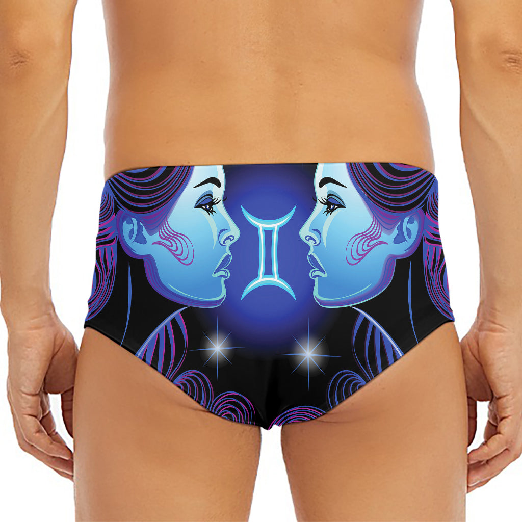 Dark Gemini Zodiac Sign Print Men's Triangle Swim Briefs