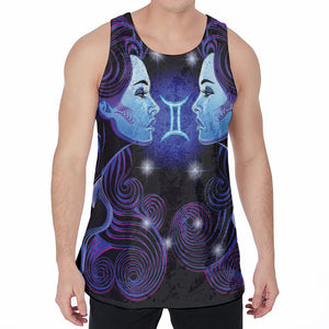 Dark Gemini Zodiac Sign Print Men's Velvet Tank Top