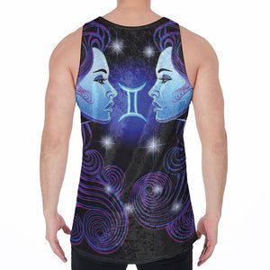 Dark Gemini Zodiac Sign Print Men's Velvet Tank Top