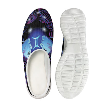 Dark Gemini Zodiac Sign Print Mesh Casual Shoes