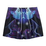 Dark Gemini Zodiac Sign Print Mesh Shorts