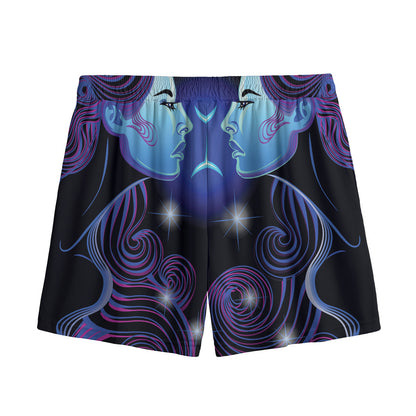 Dark Gemini Zodiac Sign Print Mesh Shorts