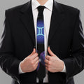 Dark Gemini Zodiac Sign Print Necktie