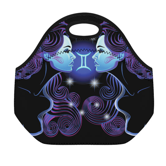 Dark Gemini Zodiac Sign Print Neoprene Lunch Bag