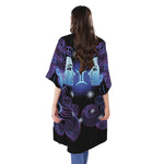 Dark Gemini Zodiac Sign Print Open Front Beach Cover Up