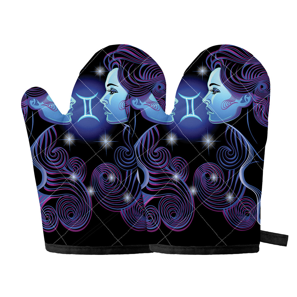 Dark Gemini Zodiac Sign Print Oven Mitts