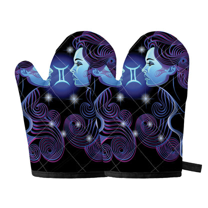 Dark Gemini Zodiac Sign Print Oven Mitts