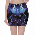 Dark Gemini Zodiac Sign Print Pencil Mini Skirt