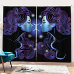 Dark Gemini Zodiac Sign Print Pencil Pleat Curtains