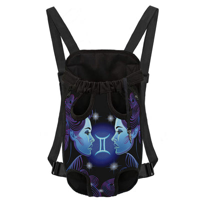 Dark Gemini Zodiac Sign Print Pet Carrier Backpack