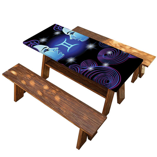 Dark Gemini Zodiac Sign Print Picnic Table Cover