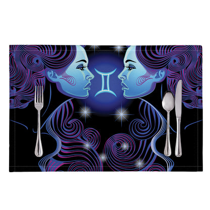 Dark Gemini Zodiac Sign Print Placemat