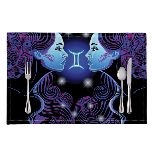 Dark Gemini Zodiac Sign Print Placemat