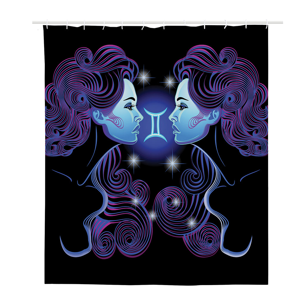 Dark Gemini Zodiac Sign Print Polyester Shower Curtain