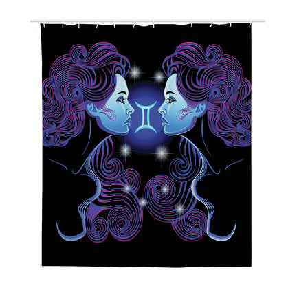 Dark Gemini Zodiac Sign Print Polyester Shower Curtain