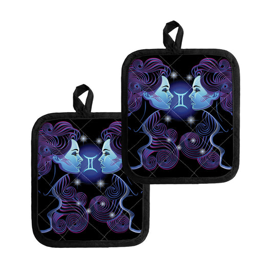Dark Gemini Zodiac Sign Print Pot Holders