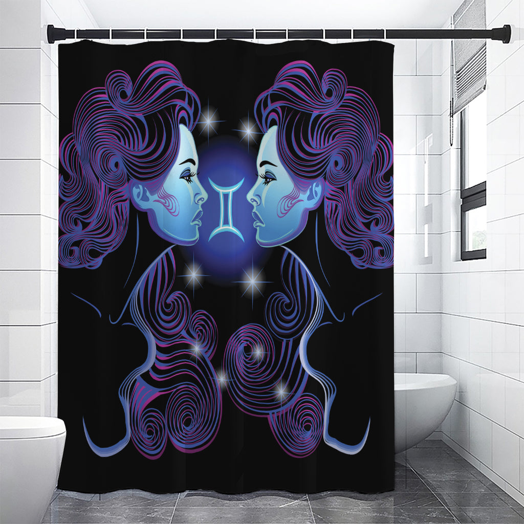 Dark Gemini Zodiac Sign Print Premium Shower Curtain