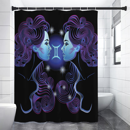Dark Gemini Zodiac Sign Print Premium Shower Curtain