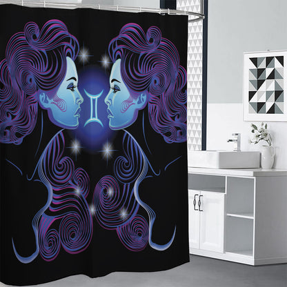 Dark Gemini Zodiac Sign Print Premium Shower Curtain