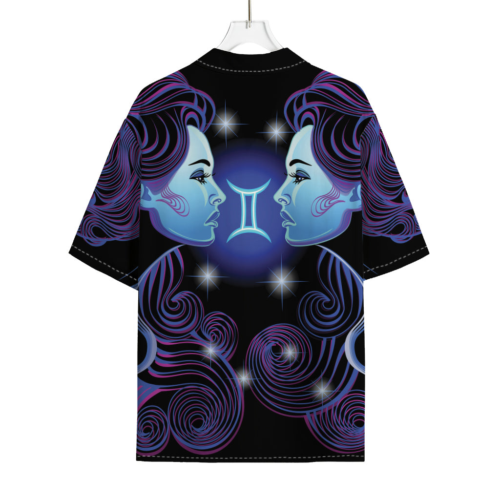 Dark Gemini Zodiac Sign Print Rayon Hawaiian Shirt