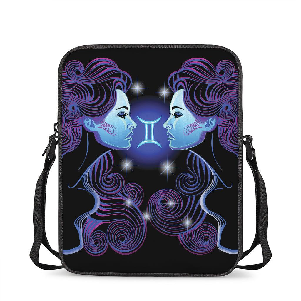 Dark Gemini Zodiac Sign Print Rectangular Crossbody Bag