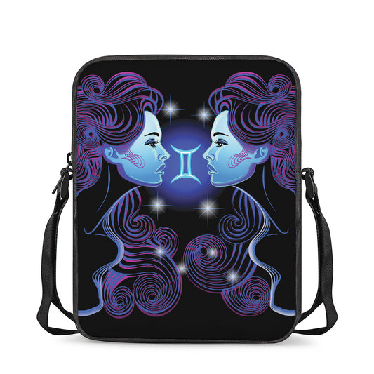 Dark Gemini Zodiac Sign Print Rectangular Crossbody Bag
