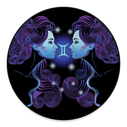 Dark Gemini Zodiac Sign Print Round Floor Mat