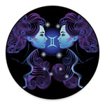 Dark Gemini Zodiac Sign Print Round Floor Mat