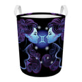 Dark Gemini Zodiac Sign Print Round Laundry Basket