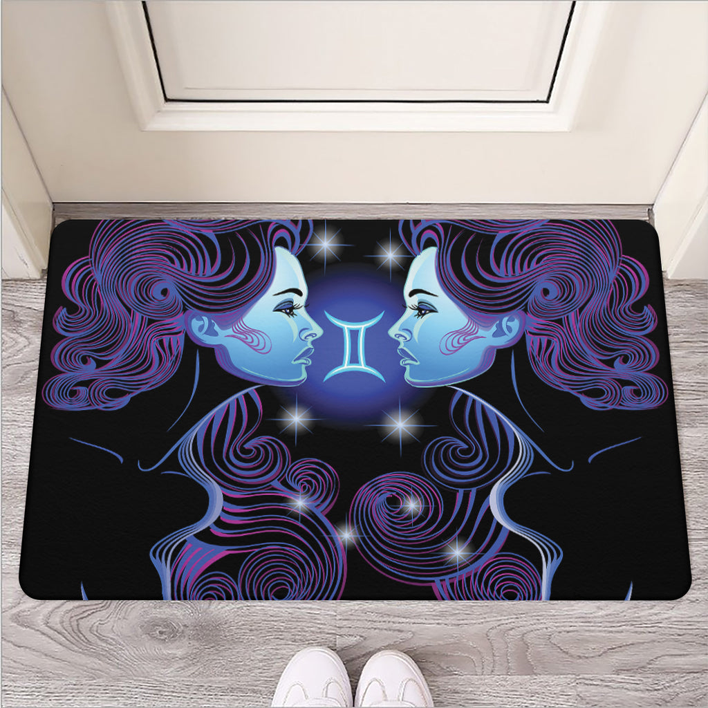 Dark Gemini Zodiac Sign Print Rubber Doormat