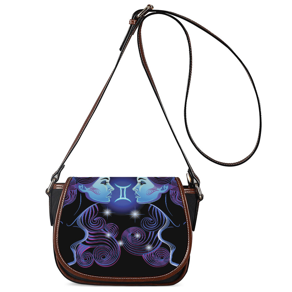 Dark Gemini Zodiac Sign Print Saddle Bag