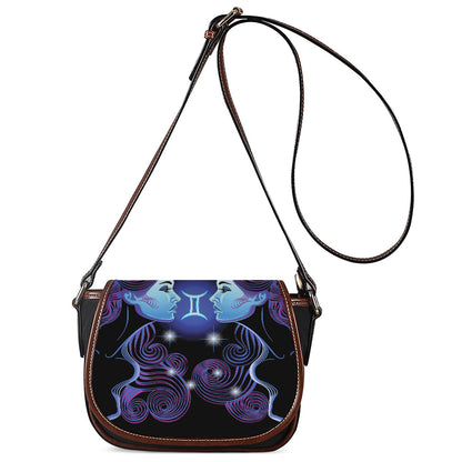 Dark Gemini Zodiac Sign Print Saddle Bag