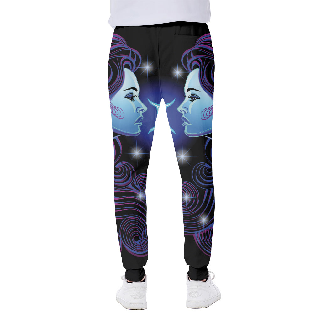 Dark Gemini Zodiac Sign Print Scuba Joggers