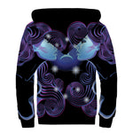 Dark Gemini Zodiac Sign Print Sherpa Lined Zip Up Hoodie