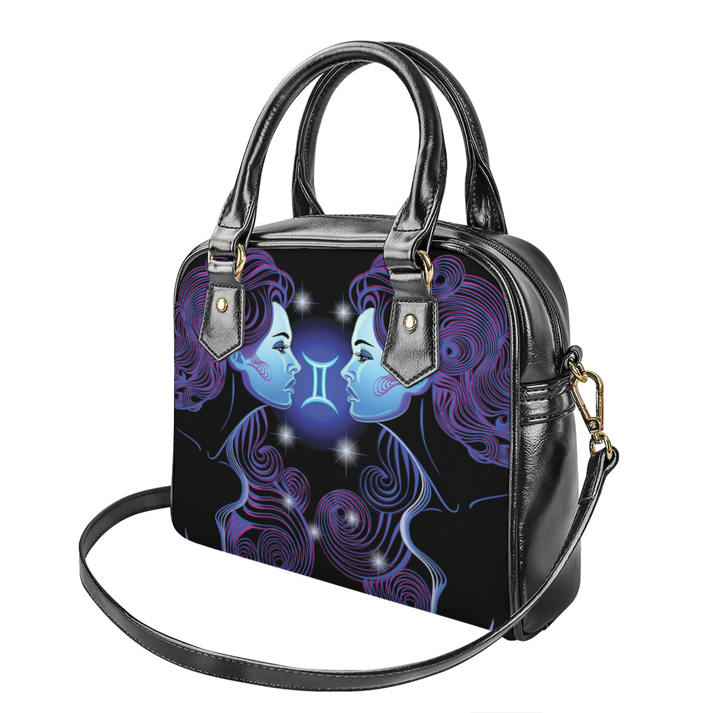 Dark Gemini Zodiac Sign Print Shoulder Handbag