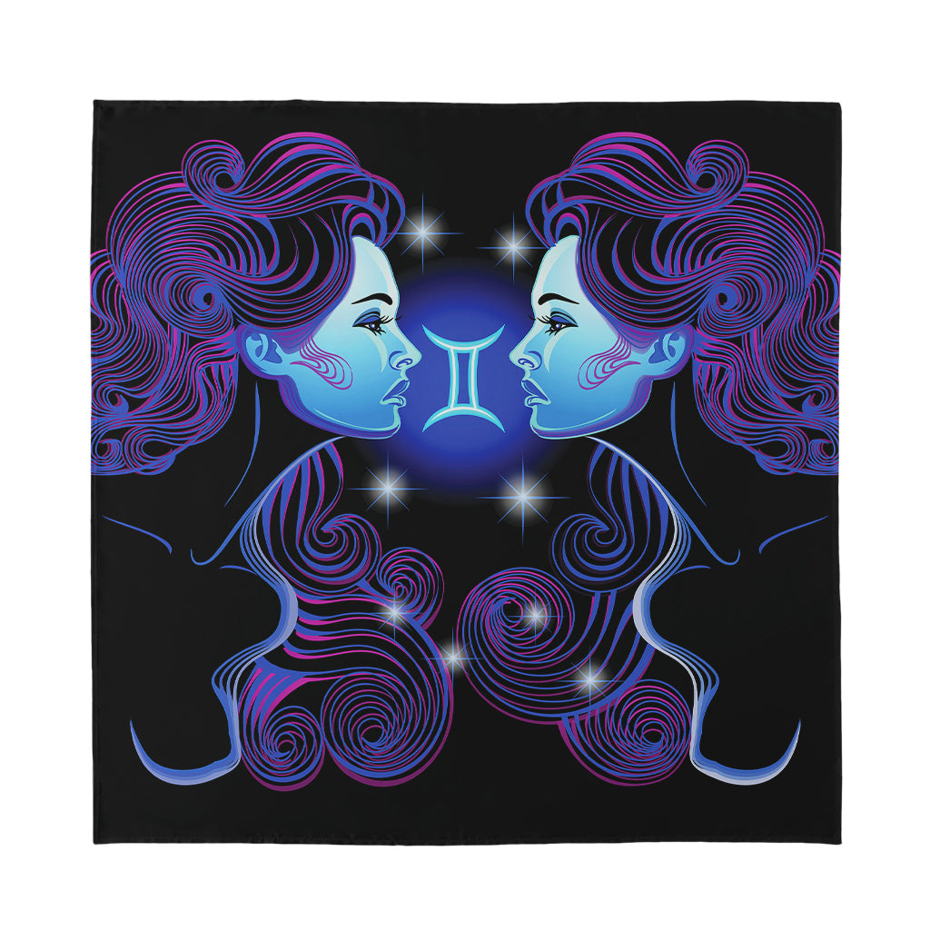 Dark Gemini Zodiac Sign Print Silk Bandana