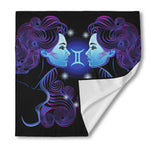 Dark Gemini Zodiac Sign Print Silk Bandana